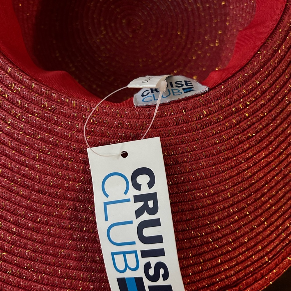 Red and gold floppy summer hat - Picture 4 of 4